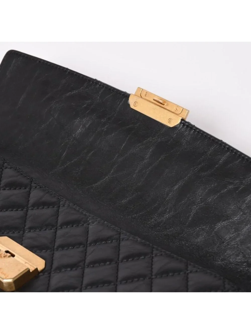 Chanel Metiers D'art Collection Clutch CC Logo Aged Calfskin Black
